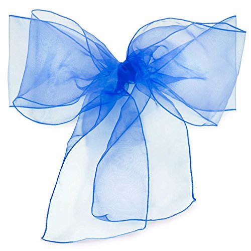 Lann's Linens - 10 Elegant Organza Wedding/Party Chair Cover Sashes/Bows - Ribbon Tie Back Sash - Navy Blue