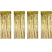 Sumind 4 Pack Foil Curtains Metallic Fringe Curtains Shimmer Curtain for Birthday Wedding Party Christmas Decorations (Gold) primary