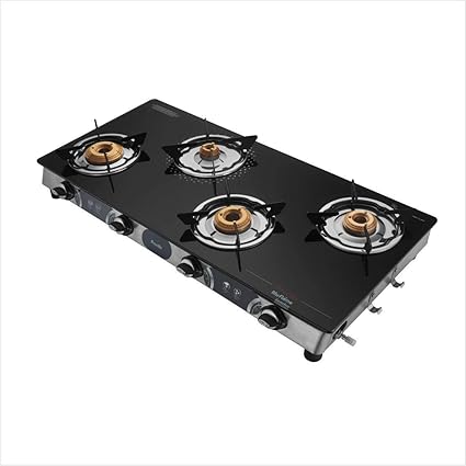 Buy Preethi Blu Flame Stainless Steel Jumbo Max Glass Top Gas Stove With 4 Burner Multicolour Online At Low Prices In India Amazon In