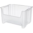 Akro-Mils 13017 Stak-N-Store Heavy Duty Stackable Open Front Plastic Storage Container Bin, (15-Inch x 20-Inch x 12-1/2-Inch), Clear, (3-Pack)