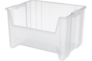 Akro-Mils 13017 Stak-N-Store Heavy Duty Stackable Open Front Plastic Storage Container Bin, (15-Inch x 20-Inch x 12-1/2-Inch), Clear, (3-Pack)