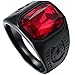 LWLH Mens Vintage Square Ruby CZ Crystal Stone Titanium Steel Ring Band Gothic Biker Knight Red Black