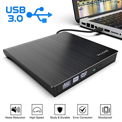 External DVD CD Drive USB 3.0 Burner Writer Drive Player High Speed Data Transfer for Laptop/Desktop/MacBook/Mac OS/Windows10/8/7/XP/Vista (Black)