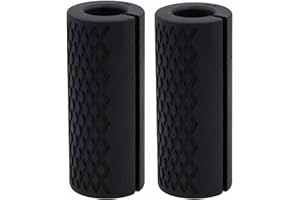 AIKESIWAY Thick Dumbbell & Barbell Grips for Weightlifting - High-Density Silicone Rubber, Non-Slip Gym Grips for Muscle Growth, Hand Stress Relief, Arm Blaster Adapter (1 Pair)