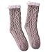 SDBING Women's Super Soft Warm Cozy Fuzzy Fleece lined Twist Non-Slip Winter Christmas gift Slipper Socks (Light Gray)