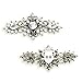 ELEGANTPARK BH 2 Pcs Shoe Clips Leaf Design Rhinestones Wedding Party Decoration Antique Silver