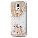 Samsung S5 Case - Mavis's Diary 3D Handmade Bling Crystal Golden Owls Flowers Shiny Sparkly Diamond Rhinestone Clear Hard Back Case Cover for Samsung Galaxy S5 I9600 SM-G900 with Clean Cloth