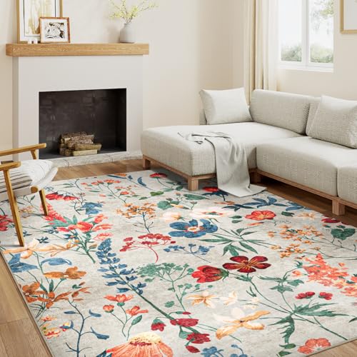 HUGEAR Teppich Wohnzimmer 160x230cm Beige Waschbarer Carpet Rug