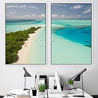 2 Piece Framed Canvas Wall Art Coastal Scenery Canvas Prints Home Artwork Decoration for Living Room,Bedroom - 16