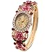 Colorful Crystal Flower Leaves Wrap Watches Ladies Bracelet Wristwatch