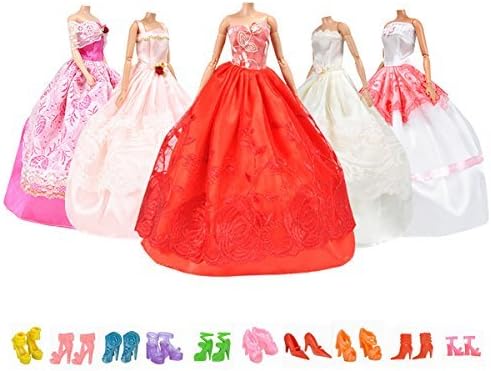 Gorgeous &amp; Fashion Handmade Wedding Dress Party Gown Outfits for Barbie Doll for Girl's Birthday Xmas Gift