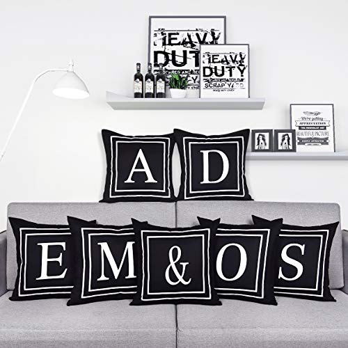 Yastouay Pillow Covers English Alphabet A Throw Pillow Cover Black