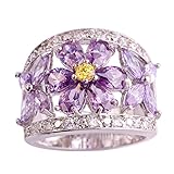 Narica Womens Charming Pear Cut Amethyst & Citrine Flower Shaped Cluster Cocktail Ring