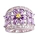 Narica Womens Charming Pear Cut Amethyst & Citrine Flower Shaped Cluster Cocktail Ring