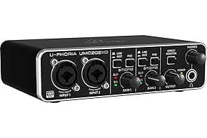 Behringer UMC202HD Audiophile 2x2, 24-Bit/192 kHz USB Audio Interface with Midas Mic Preamplifiers | For Recording Microphones and Instruments