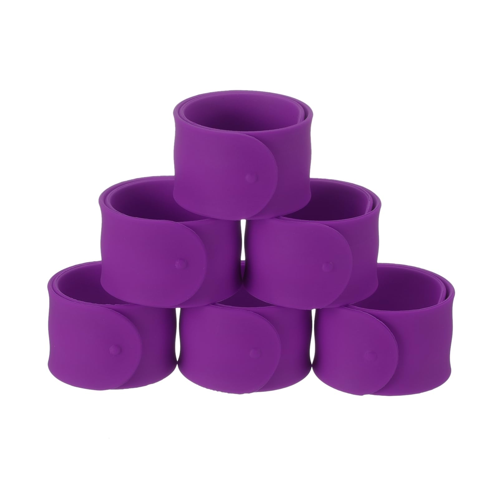 sourcing map 6Pcs Silicone Snap Bracelets, 8.46" x 1" Slap Bracelets Bulk Wristbands for DIY Goodie Bag Fillers Crafts Classroom Incentives(Purple)