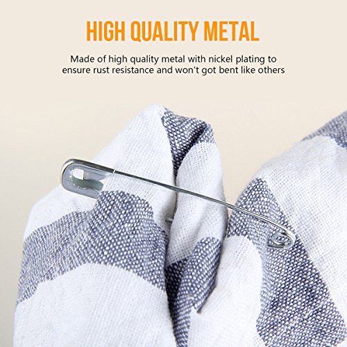 ItAll 300PCS 3/4-2.2Inch 5Sizes Safety Pins with Safety Head, Rust-Resistant Nickel Plated Steel Set for Kids Sewing Quilting Arts Crafts Office and Home Use