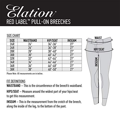ELATION Riding Breeches for Women Red Label - Easy Pull-On Equestrian Riding Pants (Duff 28R)