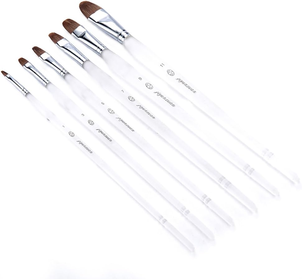 Painted Brushes Set, WeiMay 6 Pieces Nylon Hair Brushes,Art Painting Supplies for Watercolor Acrylic and Oil Painting - White