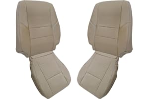 NLQR Front Driver and Passenger Side Bottom & Top Back Replacement Seat Covers Microfiber Leather Tan Compatible with Toyota Sequoia Tundra 2000 2001 2002 2003 2004 2005 2006