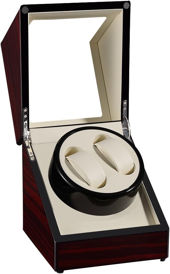 2 Grids Watch Winder Automatic Wooden Men Women, with Soft Flexible Pillow, Suitable for Ladies and Men's Watch