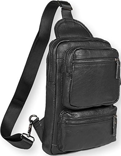 Clean Vintage Genuine Leather Crossbody Purse Handbag Sling Shoulder Inclined Bag for Men- City Day Bag Little Travel Carry All Multi Pockets Bag