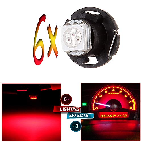 cciyu 6 Pack T4.7 Neo Wedge 5050 Led Replacement fit for A/C Climate Heater Control Bulbs Lamp Light (red)
