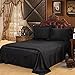 uxcell 4 Piece Silk Blend Duvet Cover Pillowcase Sheet Bedding Set Solid Color Black Full Size
