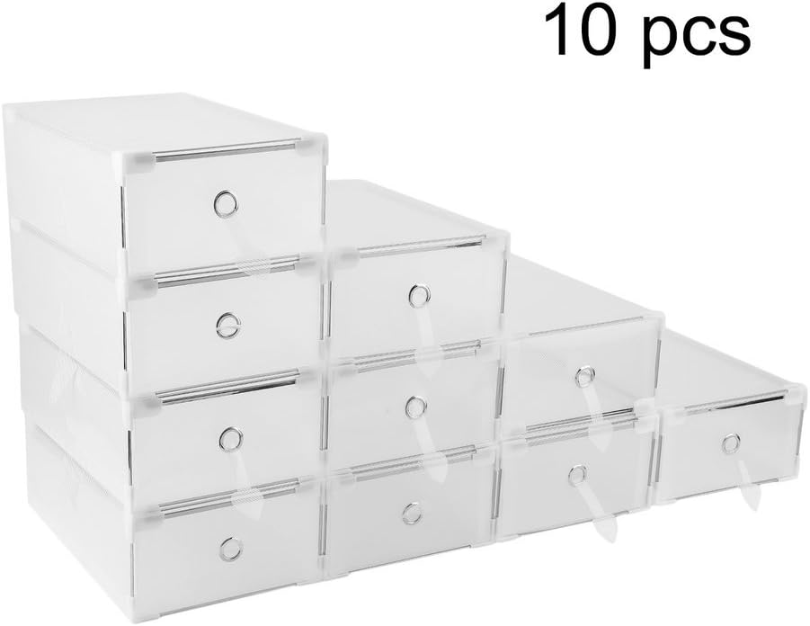 ICOCO 10 x Strong Shoe Storage Case Thickened Drawers Storage Boxes Rectangle Shoes Organizer Holder Transparent