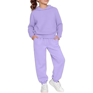 Kids Girls Sweatsuit Set 2 Piece Long Sleeve Pullover Hoodies And Soft Track Pants Toddler Casual Activewear Outfits