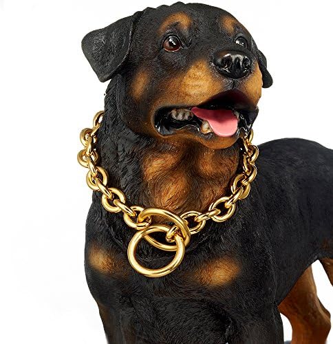 Abaxaca Dog Choke Collar Large 15mm Stianless Steel 18K Gold Training Collar O Ring Chain Perfect for Dog