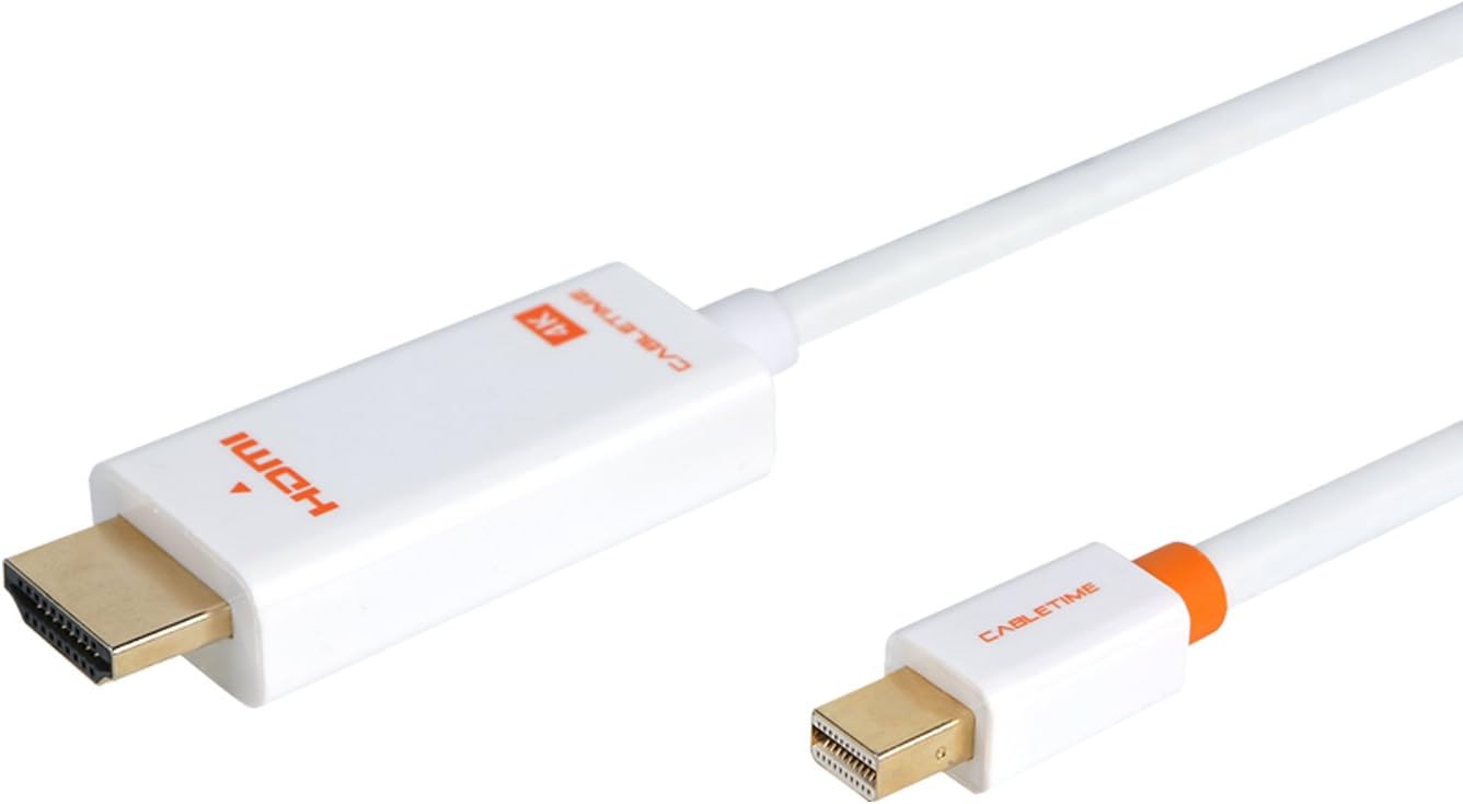 Mini Displayport(Thunderbolt) to HDMI Cable Mini DP to HDMI Converter(Adapter) 4K HD Gold-Plated Cord for MacBook Air, Mac Mini, Microsoft Surface Pro 3/4, etc (3 Feet/1m, White)