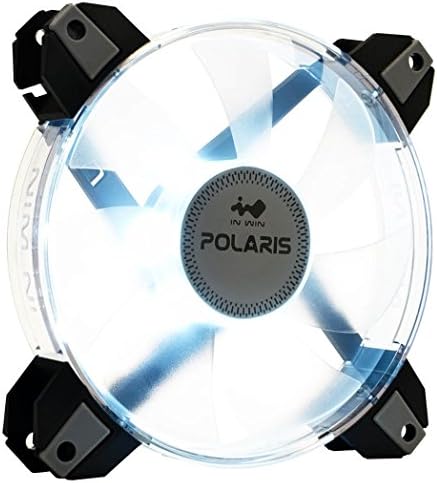 InWin Polaris Led White Single Fan 120mm High Performance Silent Cooling Computer Case Fan with Anti-Vibration Mounting Cooling