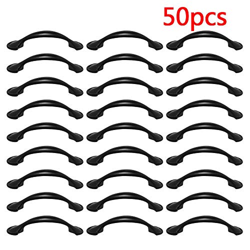 TimmyHouse Cabinet Handles Knobs Drawer Cupboard Pulls Kitchen Hardware Matte Black 50 Pack