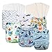 babygoal Reusable Cloth Diapers for Baby Boys, One Size Adjustable Washable Pocket Nappy Covers 6 Pack+ 6pcs Microfiber Inserts+4pcs Bamboo Inserts 6FB17