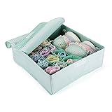 Mee'life Foldable Fabric Underwear Storage Box,Clothes Storage Bag Basket Bins Organizer Containers Divider for Quilt Apparel Garments Bras Socks Ties Scarves (Light Green)