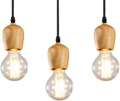 Amazon Co Jp Cgjdzmd ミニマリスト木製天井ペンダントランプdiyマルチハンギングランタンキットナチュラル木製ペンダントライト キッチンレストラン廊下通路サスペンションライト サイズ 3個 ホーム キッチン