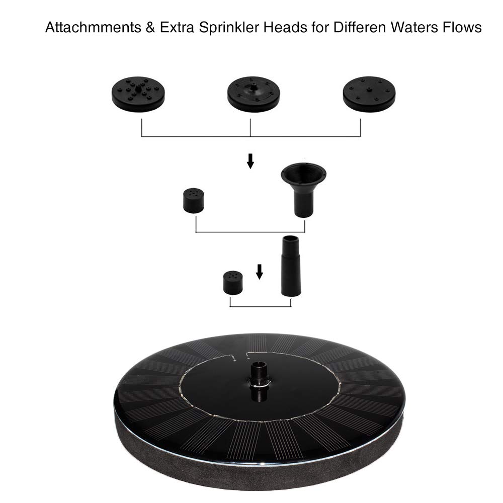 Gocheer Solar Springbrunnen, Solar Teichpumpe mit 6 Effekte Solar Wasserpumpe Solar schwimmender Fontäne Pumpe für Gartenteich Oder Springbrunnen Vogel-Bad Fisch-Behälter