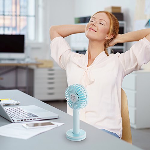 image for OBOSOE Portable Handheld Fan, Small Personal USB Rechargeable Desk Fan