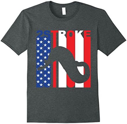 Mens 2 Stroke American Flag Motocross T-Shirt Medium Dark Heather