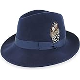Belfry Crushable Dress Fedora Men's Vintage Style Hat 100% Pure Wool in Black Blue Grey Pecan Brown and Striped Bands