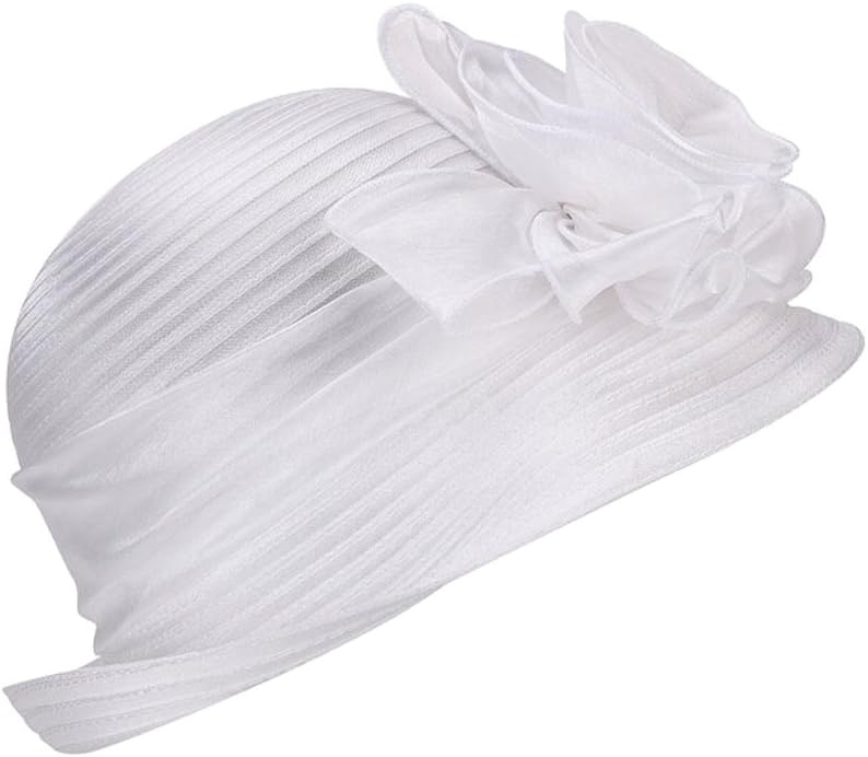 Antique Future HatAntique Future Pure Color 1920s Womens Summer Organza Bowler Sun Hat Derby Tea Party