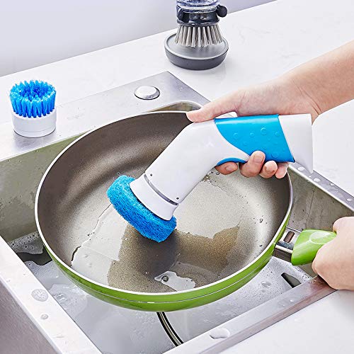 Power Scrubber Brush Dish Scrubber, BlumWay Electric Multi-function Spin Scrubber Handheld Cordless for Dish Floor Bath Tub Cleaning