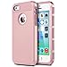 iPhone 5s Case 5g Se Case KXLY 2 in 1 Hybrid Heavy Duty Protective Cover Hard PC Soft TPU Dual Layer With Tempered Glass Screen Protector Stylus Pen [Light Rose Gold]