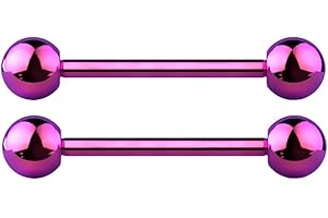 Pierced Owl - 14G G23 Implant Grade Solid Titanium PVD Plated Internally Threaded Nipple Barbells, Sold as a Pair