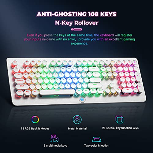 STOGA Retro Mechanical Keyboard, Typewriter Keyboard, RGB Gaming