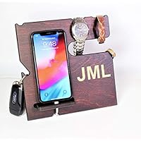 Wooden Docking Station, Desk organizer For Smartphone, Watch, Wallet, Sunglasses, Keys, Handmade Men