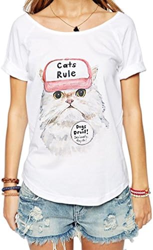 MiiFree Women's Cute Cats Print Tops T Shirt Casual Girl's Shirt Tees