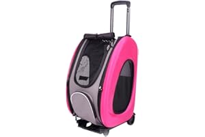 Ibiyaya FS1009-P 5-in-1 Combo Eva Pet Carrier/Stroller, Hot Pink