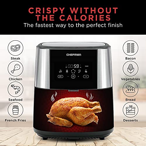 CHEFMAN Large Air Fryer Max XL 8 Qt, Healthy Cooking & Shake Reminder & Disposable Air Fryer